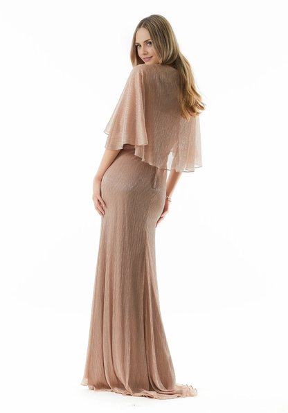 Women's Prom Dress Cape Sleeve V-Neck Wedding Guest Dress Mother of the Bride Dresse