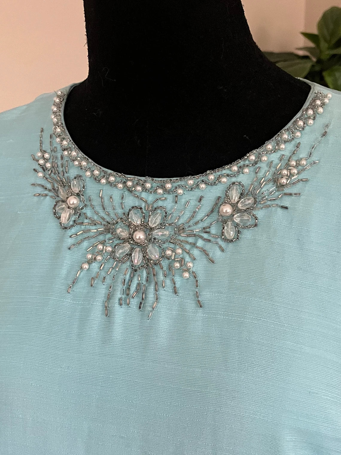 Vintage 1960s Cocktail Dress Blue Mother of the Bride Dress Summer Wedding Guest Dress