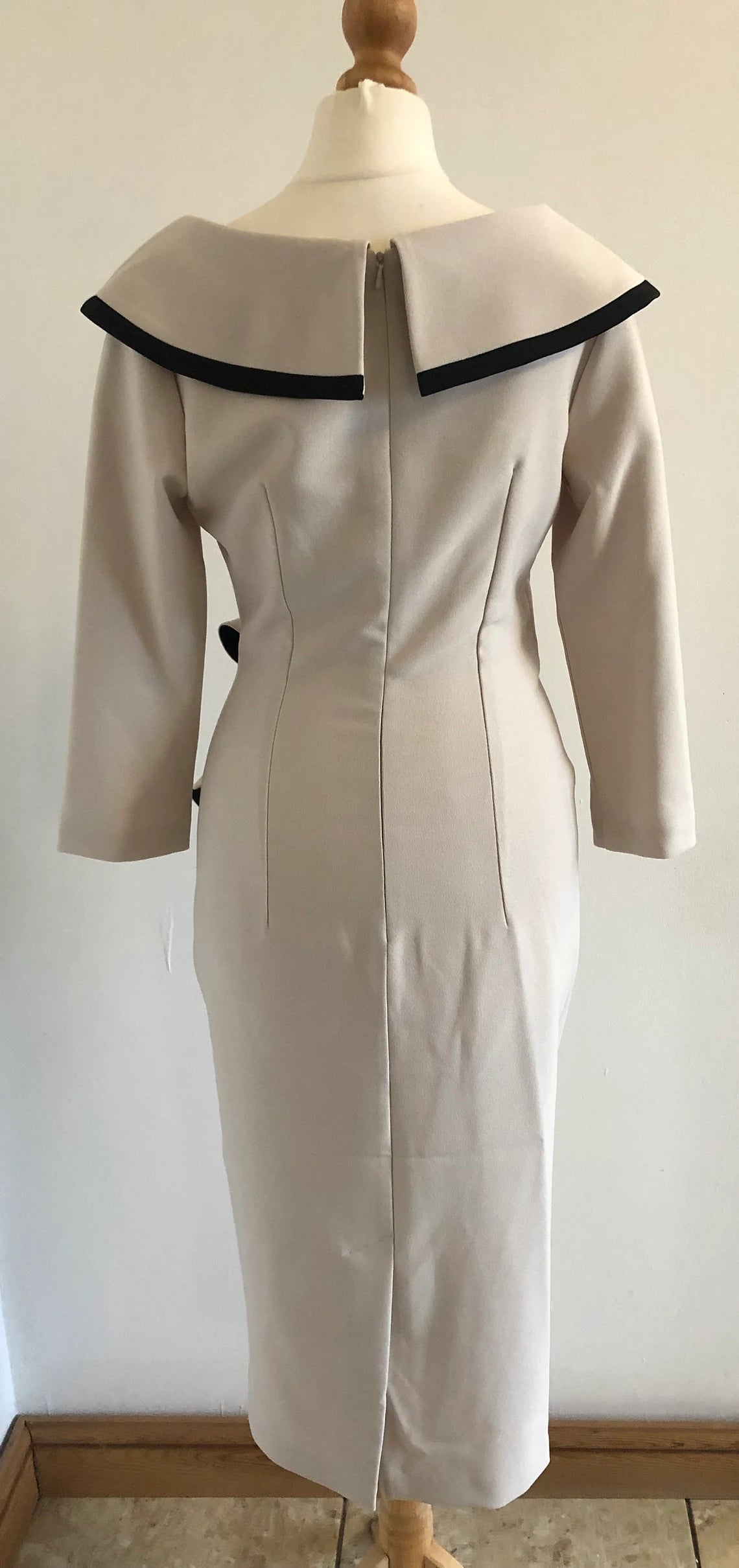 Creamy Beige Mother Of The Bride Groom Dress 3/4 Length Sleeve Wedding Guest Dress