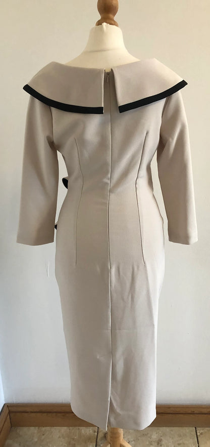 Creamy Beige Mother Of The Bride Groom Dress 3/4 Length Sleeve Wedding Guest Dress