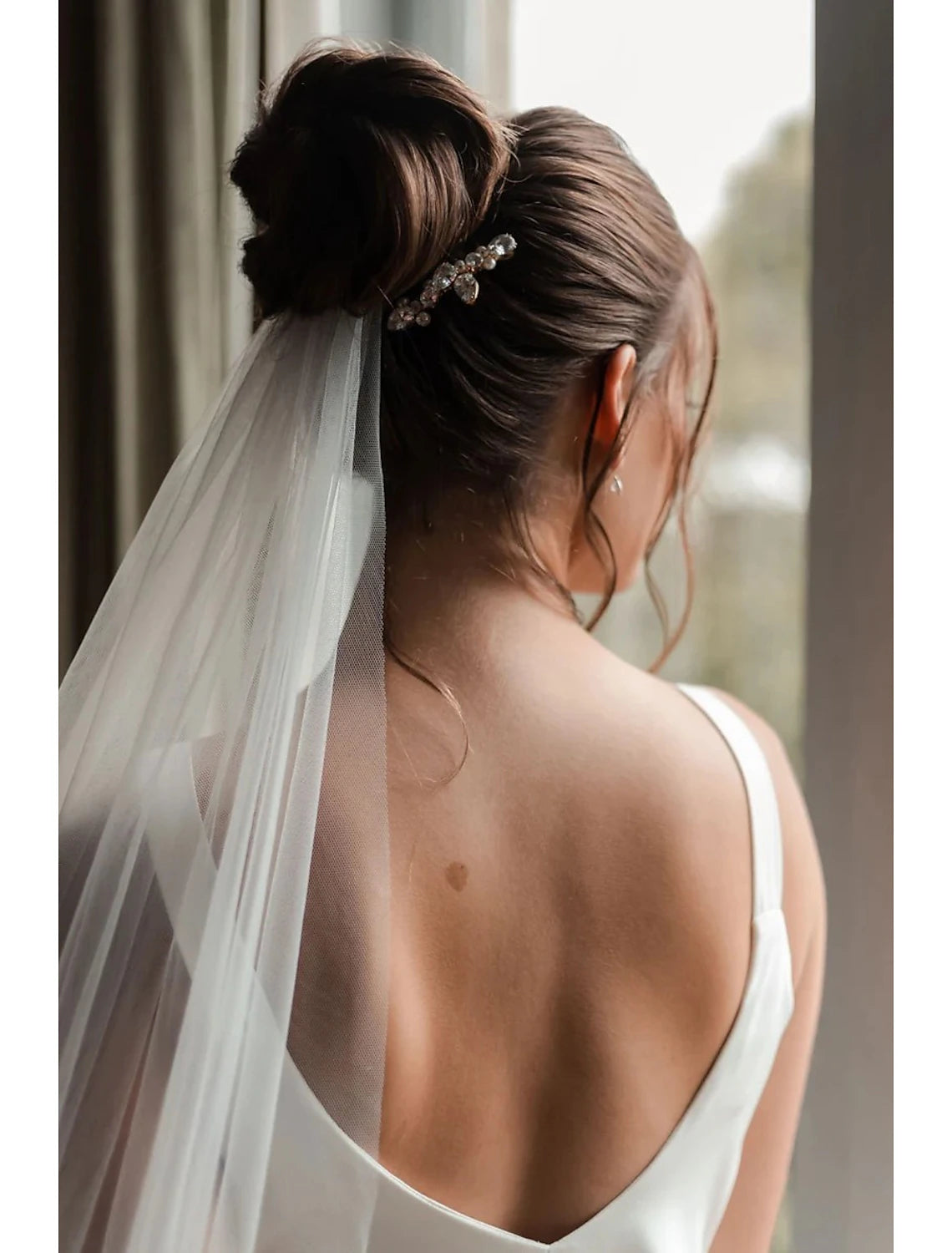 Classic & Timeless Wedding Veil Chapel Veils with Pure Color Tulle