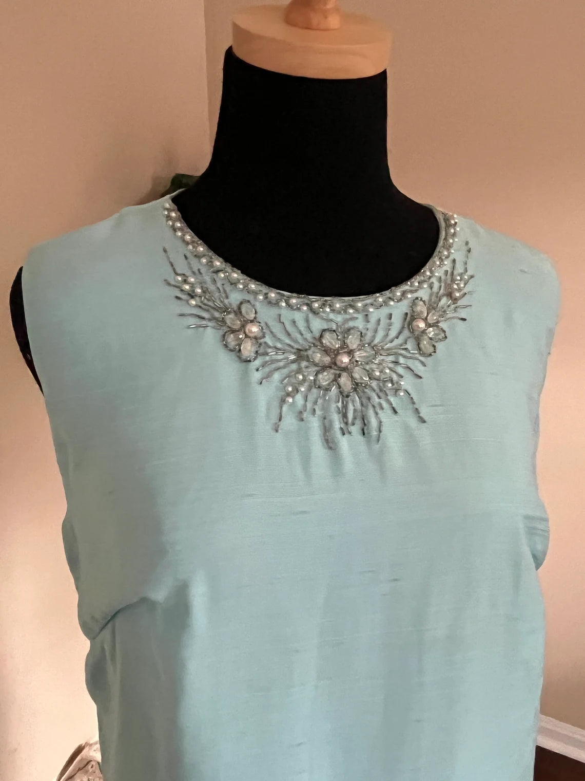 Vintage 1960s Cocktail Dress Blue Mother of the Bride Dress Summer Wedding Guest Dress