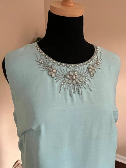 Vintage 1960s Cocktail Dress Blue Mother of the Bride Dress Summer Wedding Guest Dress