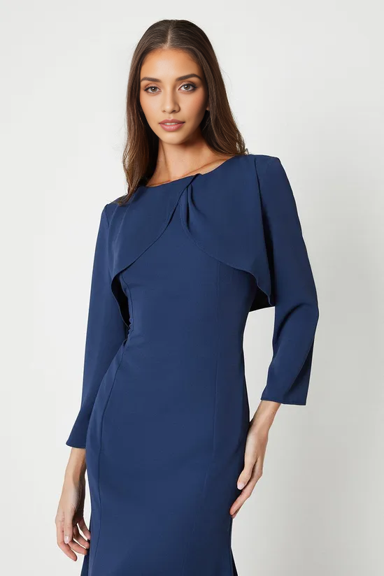 Tulip Bodice Long Sleeve Midi Dress Wedding Guest Party Dresses Chiffon Mother of the Bride Dresse