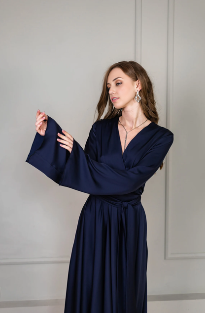Wedding Guest Dress Cocktail Dress Long Sleeves Mother Of The Bride Dress Plus Size Dress Satin Maxi Dress