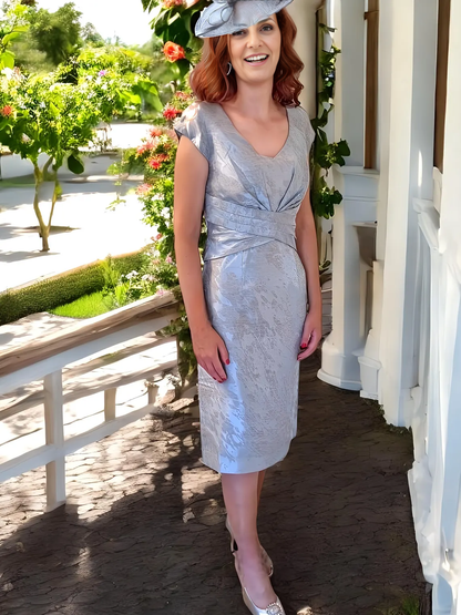 Two Piece Jacket Sky Blue Sheath Mother of the Bride Dresse