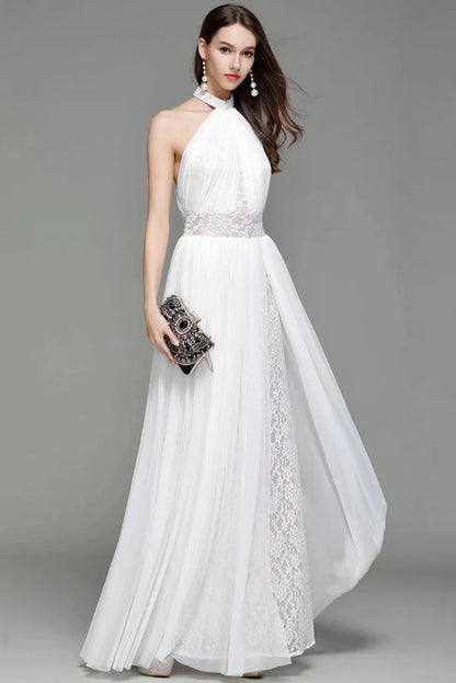 Black Halter Backless Prom Gown Evening Dress