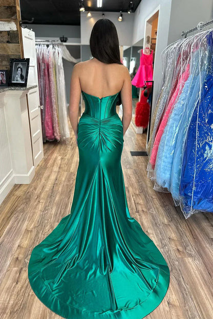 Sweetheart Satin Mermaid Long Prom Dress