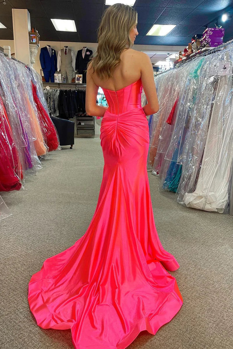 Sweetheart Satin Mermaid Long Prom Dress