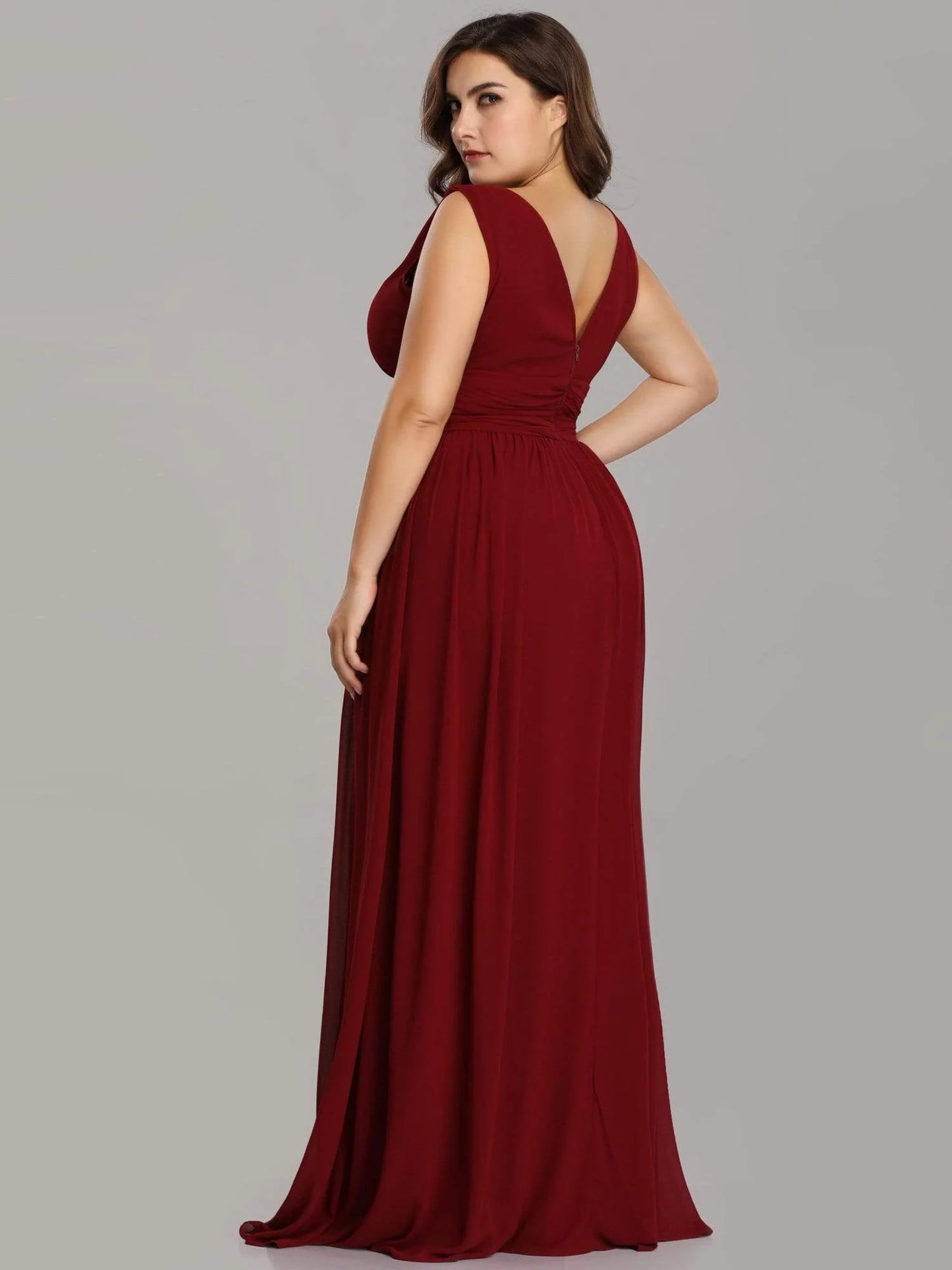 Chiffon bridesmaid dress in burgundy wide