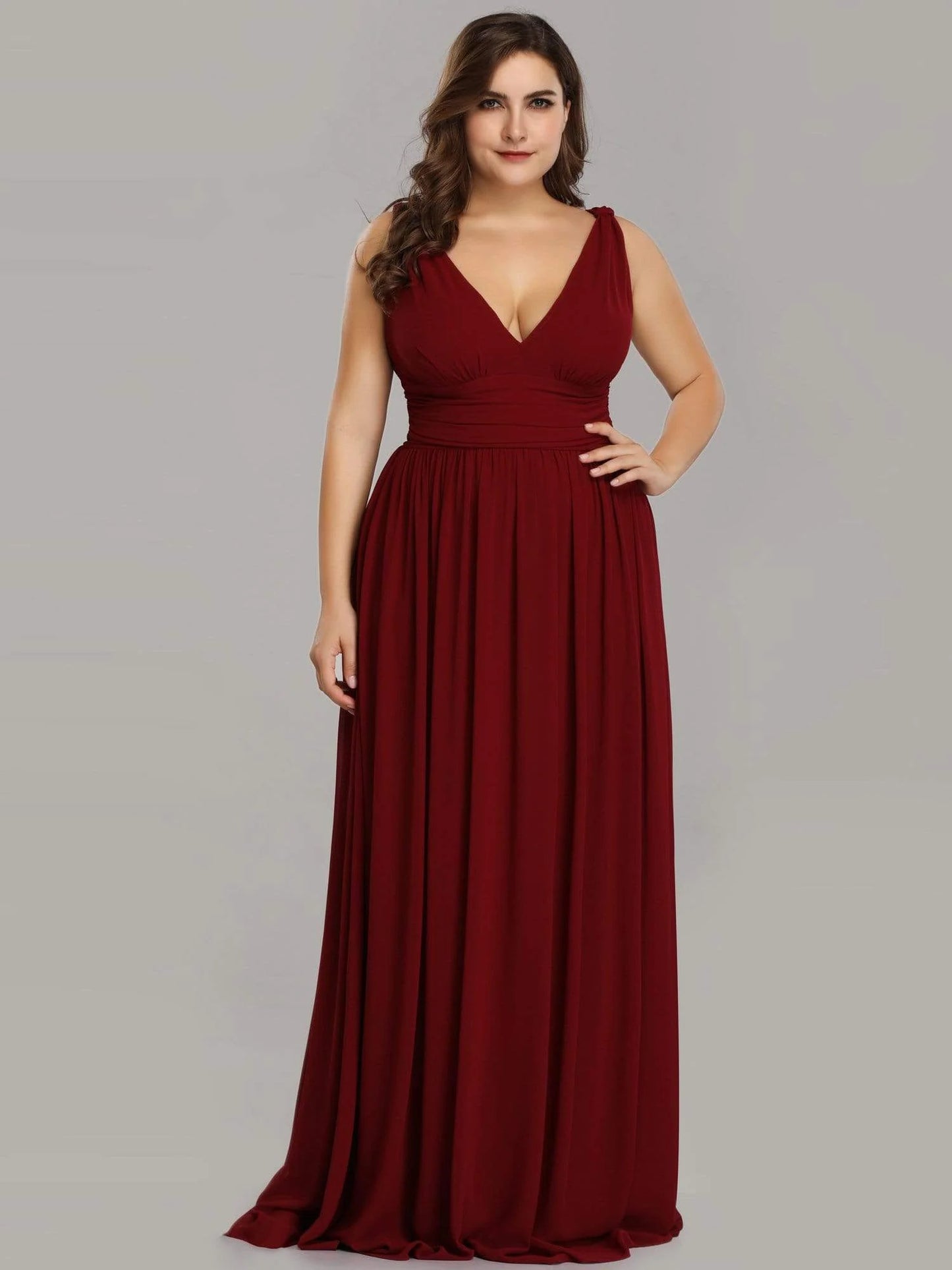 Chiffon bridesmaid dress in burgundy wide