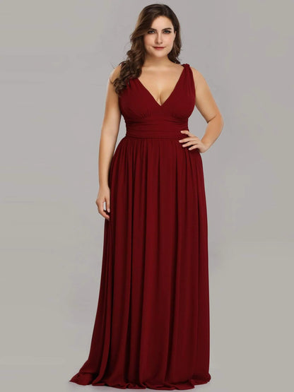 Chiffon bridesmaid dress in burgundy wide