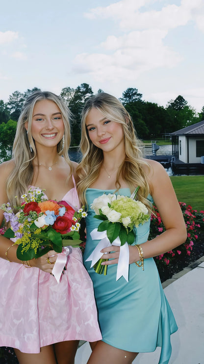 Strapless Mini Satin Homecoming Dress Short Party Dress