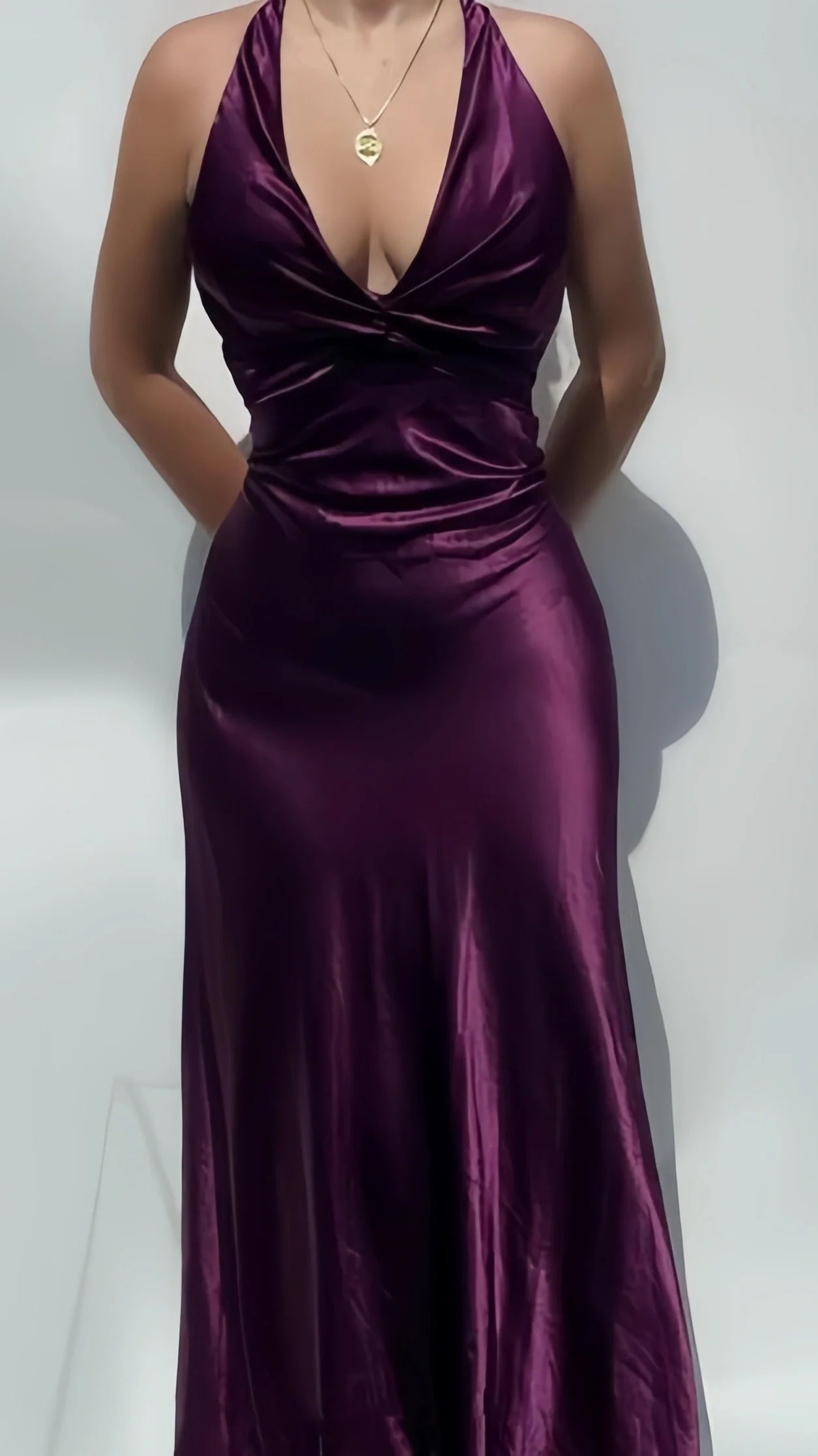 Sexy V-Neck Long Prom Evening Dresses Simple Party Dresses