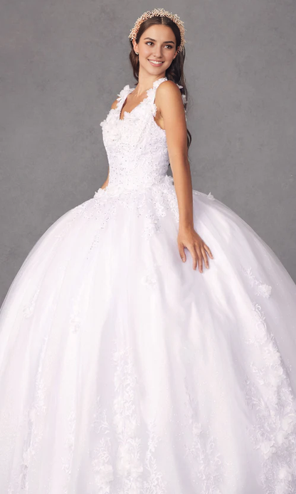 Traditional White Quinceañera Dress Princess Dress Floor Length Sleeveless with Appliques