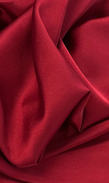 Mermaid Deep Red Delilah draped neckline ball gown bottom with sweeping train