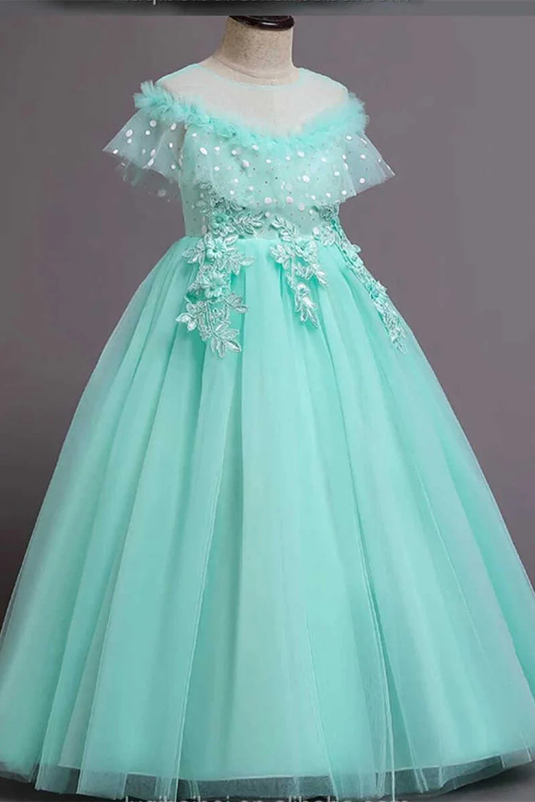 Purple Tulle Off-the-Shoulder Girl Birthday Dress