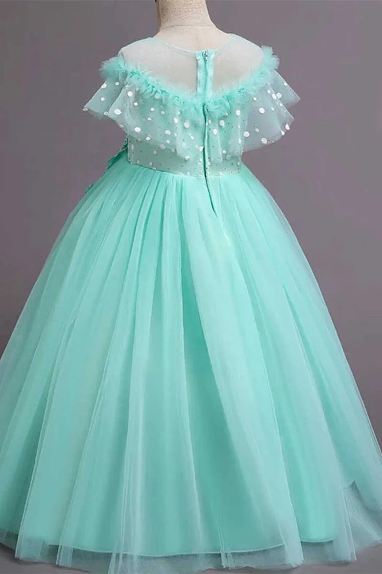 Purple Tulle Off-the-Shoulder Girl Birthday Dress