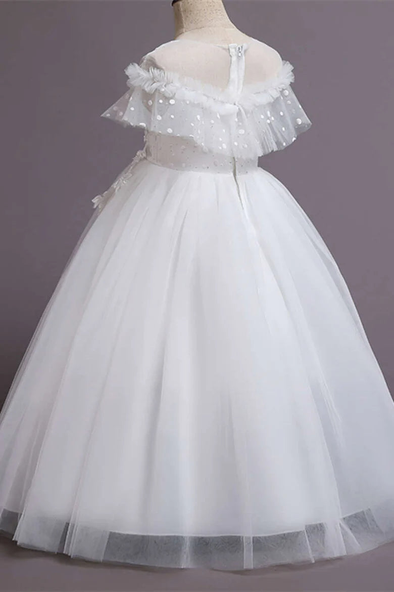 Purple Tulle Off-the-Shoulder Girl Birthday Dress