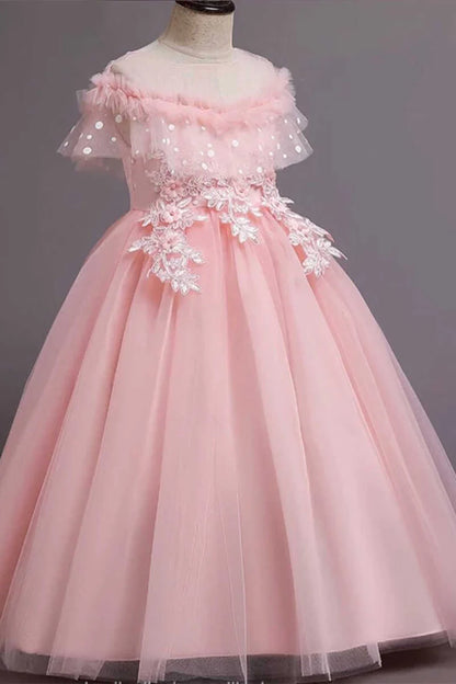 Purple Tulle Off-the-Shoulder Girl Birthday Dress