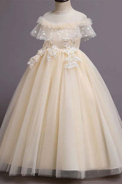 Purple Tulle Off-the-Shoulder Girl Birthday Dress