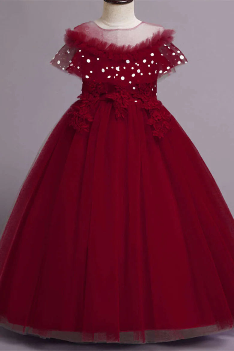 Purple Tulle Off-the-Shoulder Girl Birthday Dress