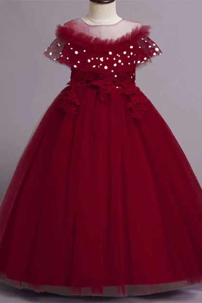 Purple Tulle Off-the-Shoulder Girl Birthday Dress