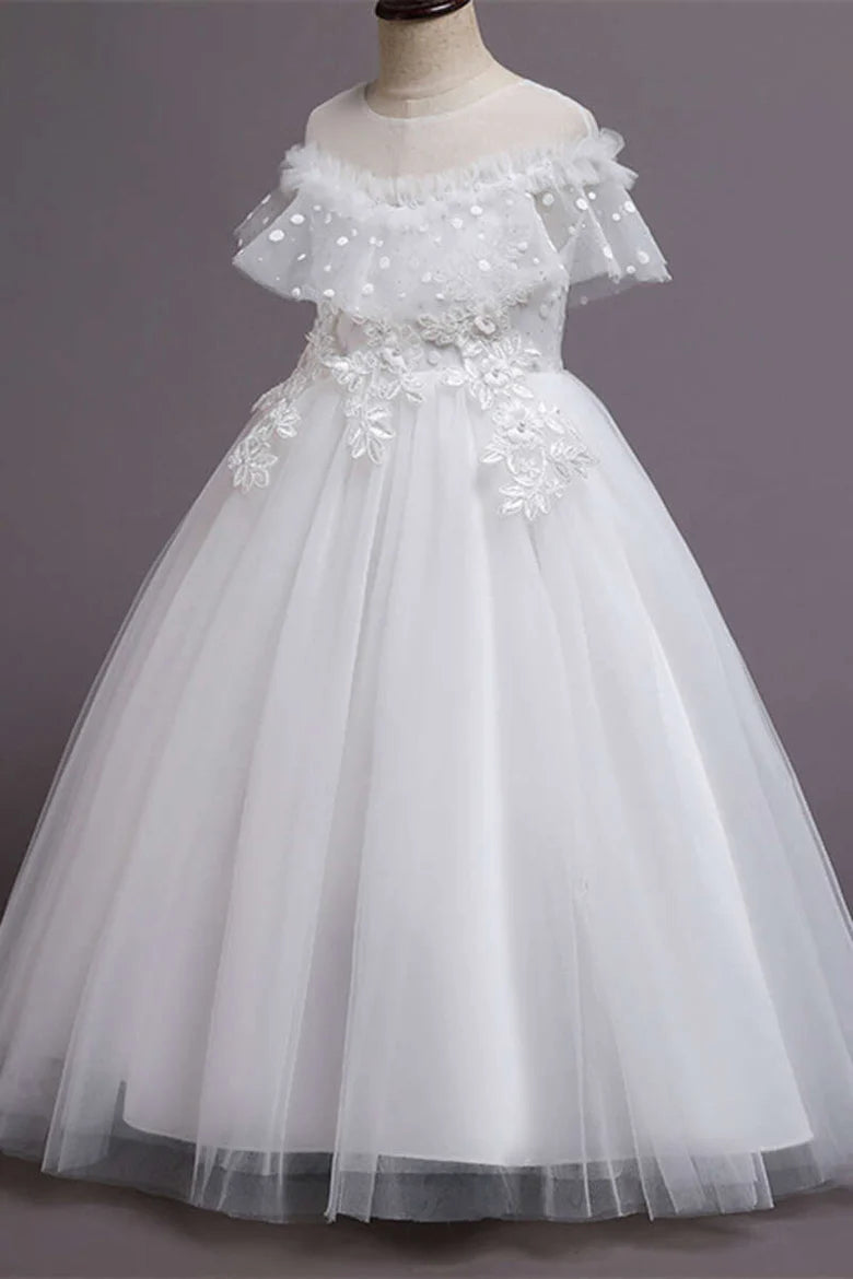 Purple Tulle Off-the-Shoulder Girl Birthday Dress