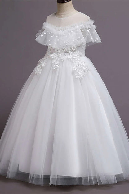 Purple Tulle Off-the-Shoulder Girl Birthday Dress