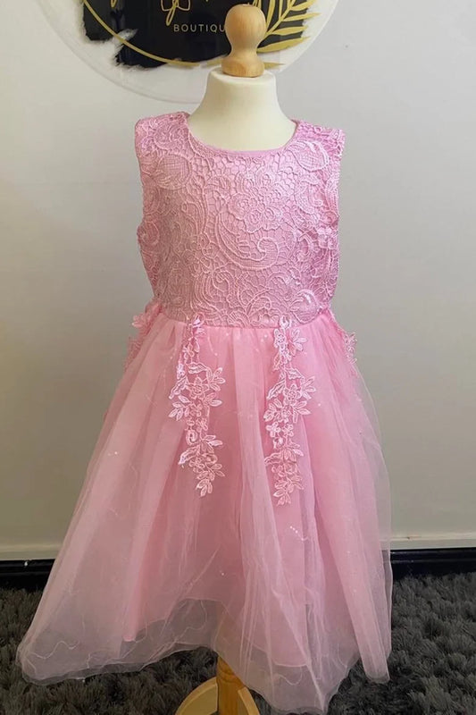 Cute A-Line Lace Sleeveless Flower Girl Dress