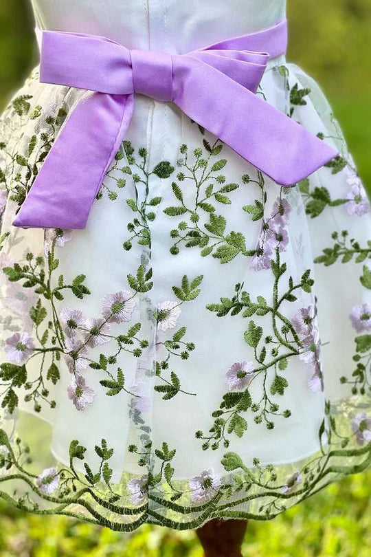 Cute Floral Print Cap Sleeve A-Line Girl Party Dress