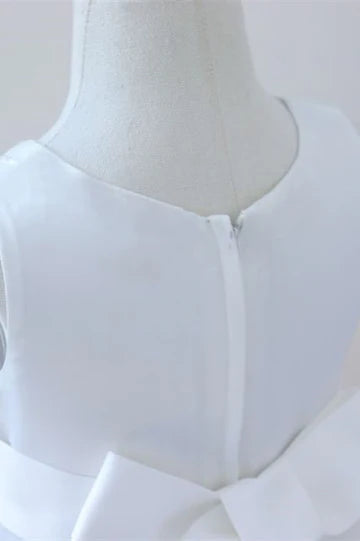 White Beading Sleeveless Flower Girl Dress