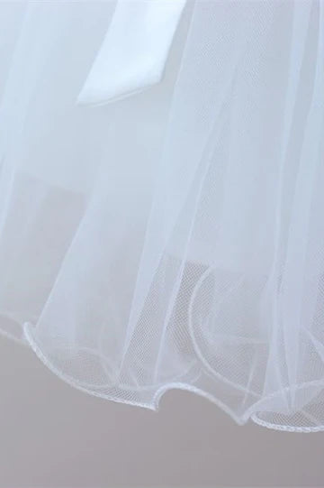 White Beading Sleeveless Flower Girl Dress