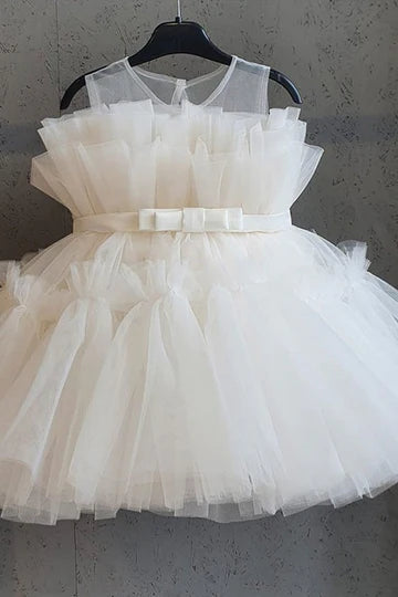 Blue Tulle Sleeveless Bow Girl Party Dress