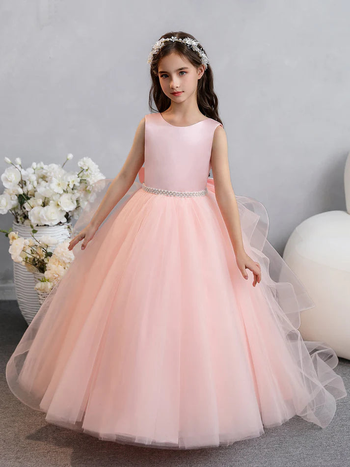 Tulle Ball Gown/Princess Ruffles Flower Girl Dresses With Pearls & Bowknot