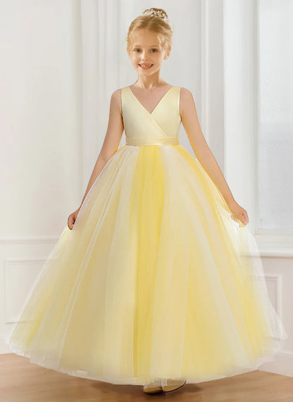 A-Line/Princess V-Neck Tulle Flower Girl Dresses