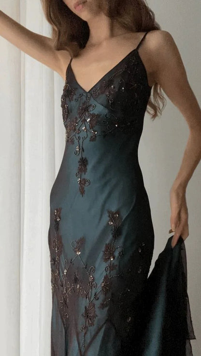 Sparkly Mermaid Sleeveless Spaghetti Straps Long Prom Dress