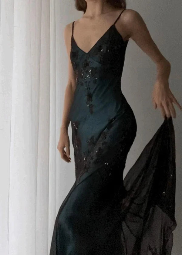 Sparkly Mermaid Sleeveless Spaghetti Straps Long Prom Dress