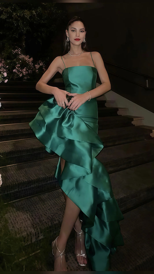 Dark Green Strapless Ruffle Prom Dress Sexy Party Dress