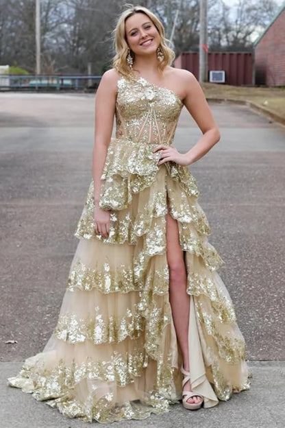 Glitter Ball Gown Tulle Layered Princess Graduation Dress Sweet Wedding Party Dress
