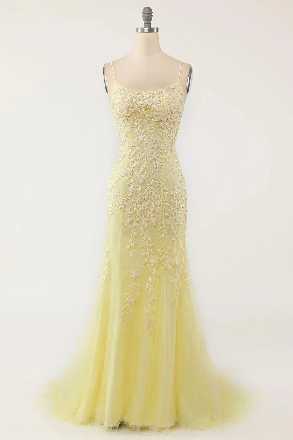 Mermaid Spaghetti Straps Long Prom Dress with Appliques