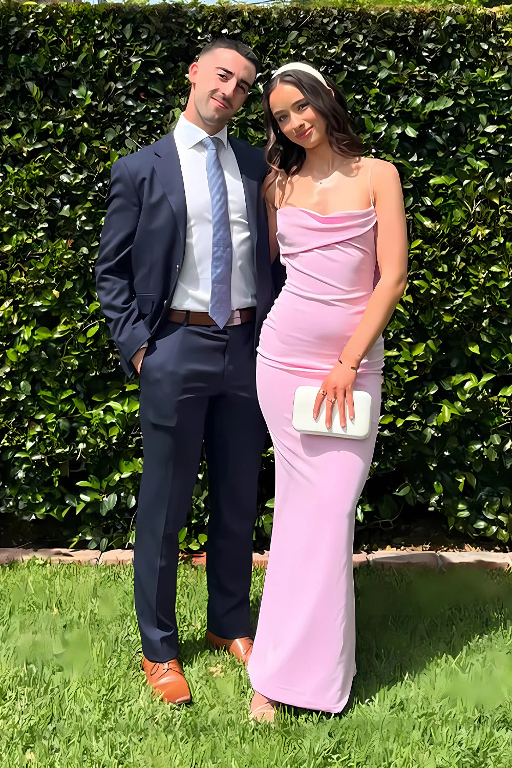 Sheath Spaghetti Straps Pink Long Prom Dress with Ruched