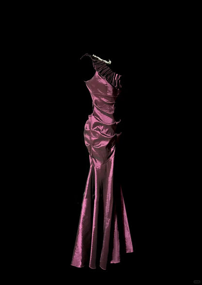 Mermaid One Shoulder Sleeveless Long Prom Gown Fairy Prom Dresses