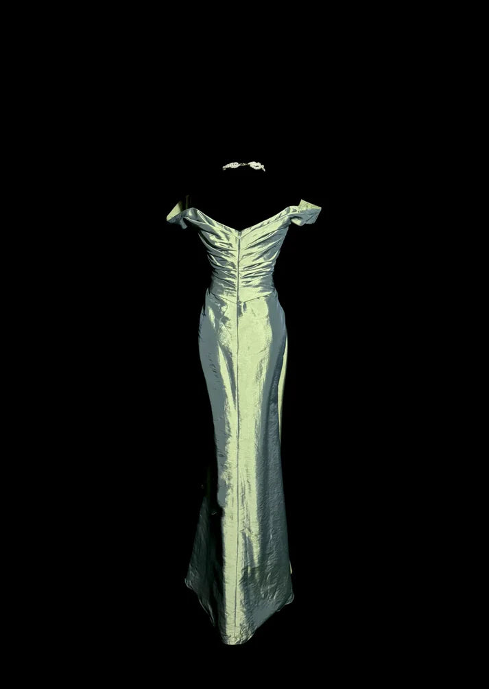 Mermaid Off The Shoulder Green Long Prom Gown Fairy Prom Dresses