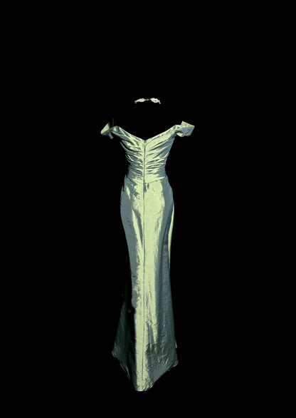 Mermaid Off The Shoulder Green Long Prom Gown Fairy Prom Dresses