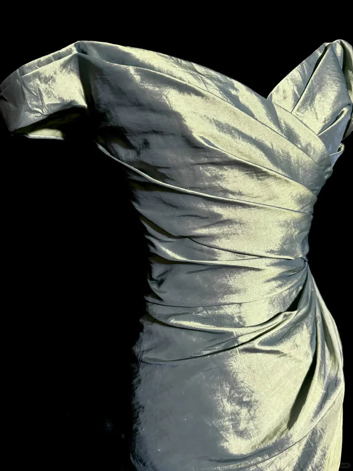 Mermaid Off The Shoulder Green Long Prom Gown Fairy Prom Dresses