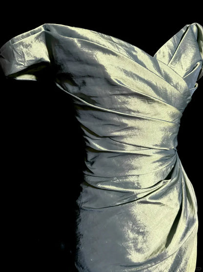 Mermaid Off The Shoulder Green Long Prom Gown Fairy Prom Dresses