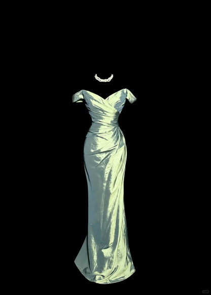 Mermaid Off The Shoulder Green Long Prom Gown Fairy Prom Dresses