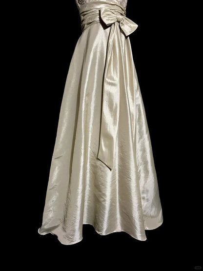 A line V Neckline Champagne Lace Prom Gown Fairy Prom Dresses