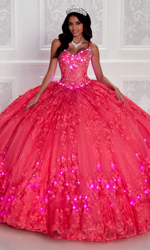 Glow-in-the-Dark Princesa Quinceañera Dress Princess Dress With cloak Floor Length with Appliques
